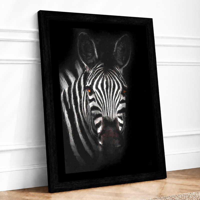 Zebra Portrait Modern 1 Piece Single Picture Frame Wall Art, A4 - 29.7 x 21.0 cm, Black
