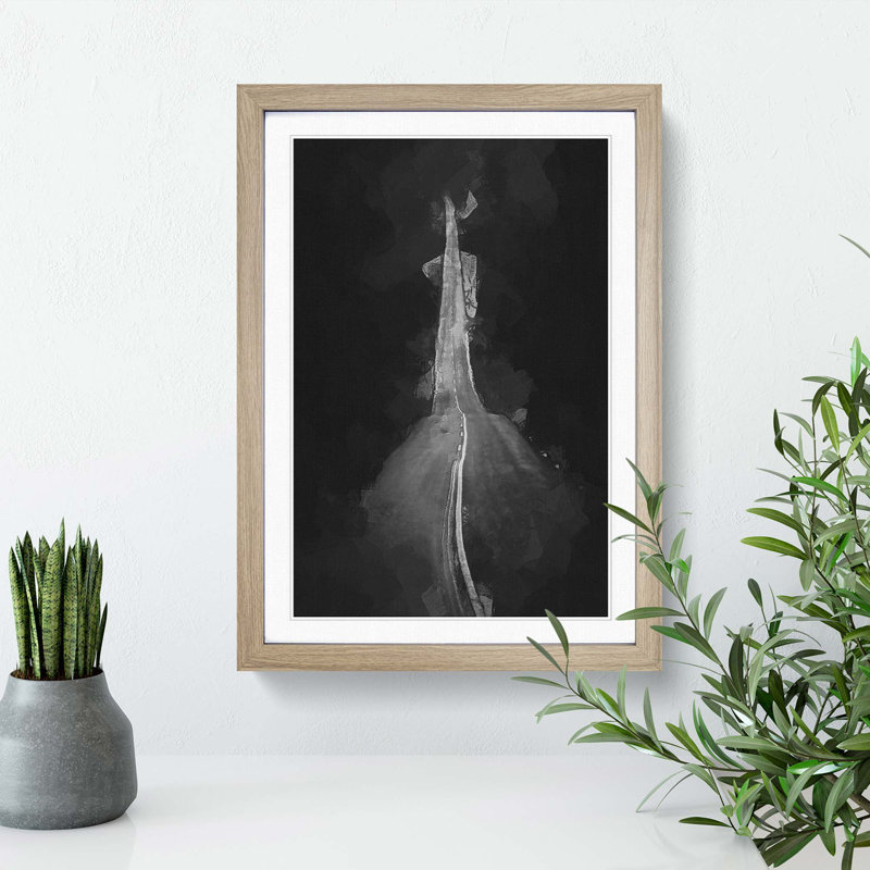 Road to Somewhere in Abstract - Picture Frame Graphic Art Print, 60cm H x 40cm W x 2cm D, Oak