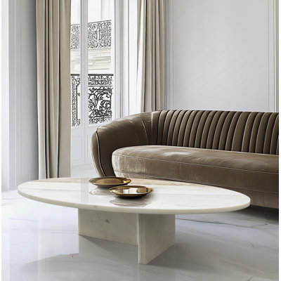 Table basse en marbre naturel blanc, table de salon, pierre naturelle