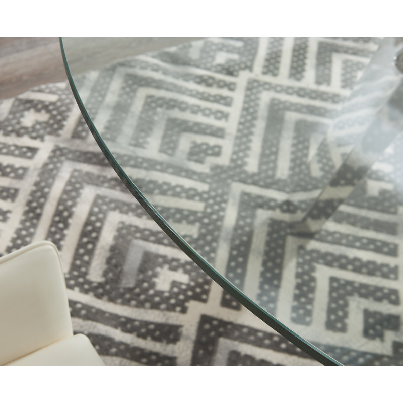 Round Glass Top Metal Base Dining Table