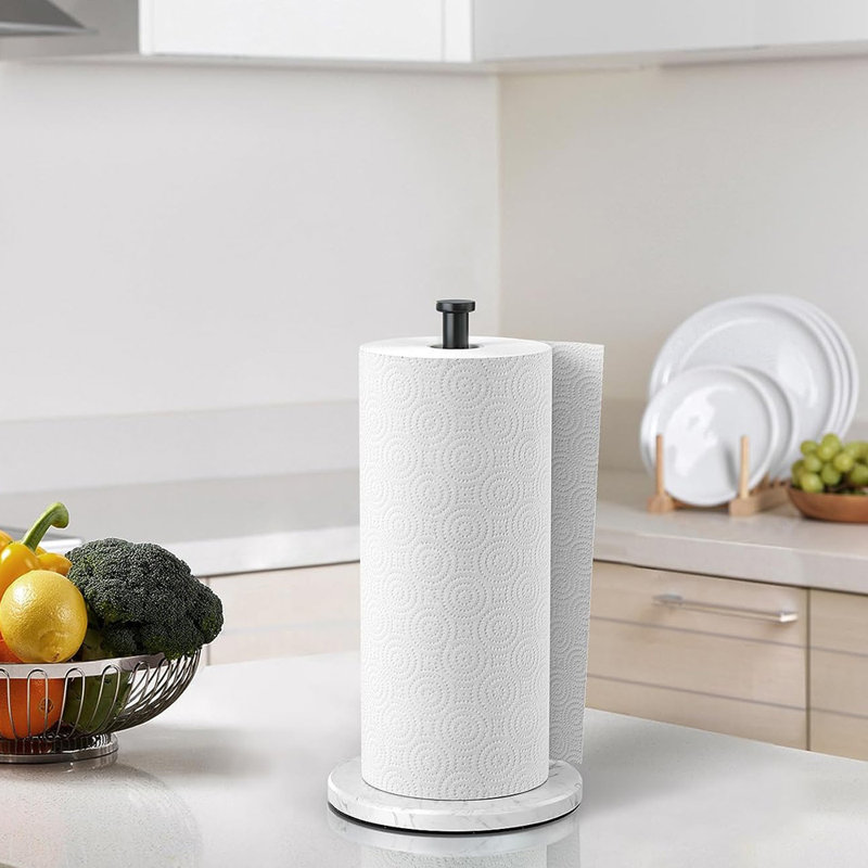 Paper Towel Holder, Black/Marble White