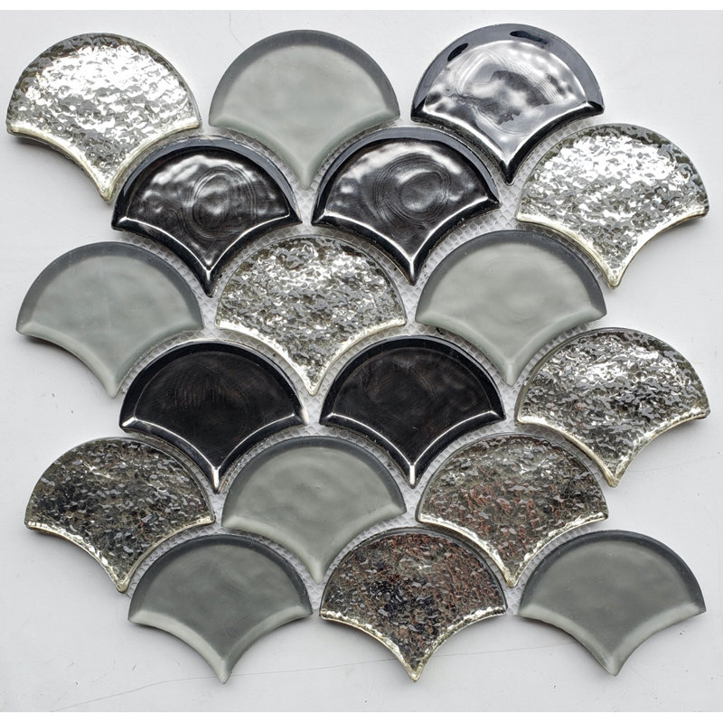 Augusta 10" x 10" Glass Fish Scale Mosaic Wall & Floor Tile