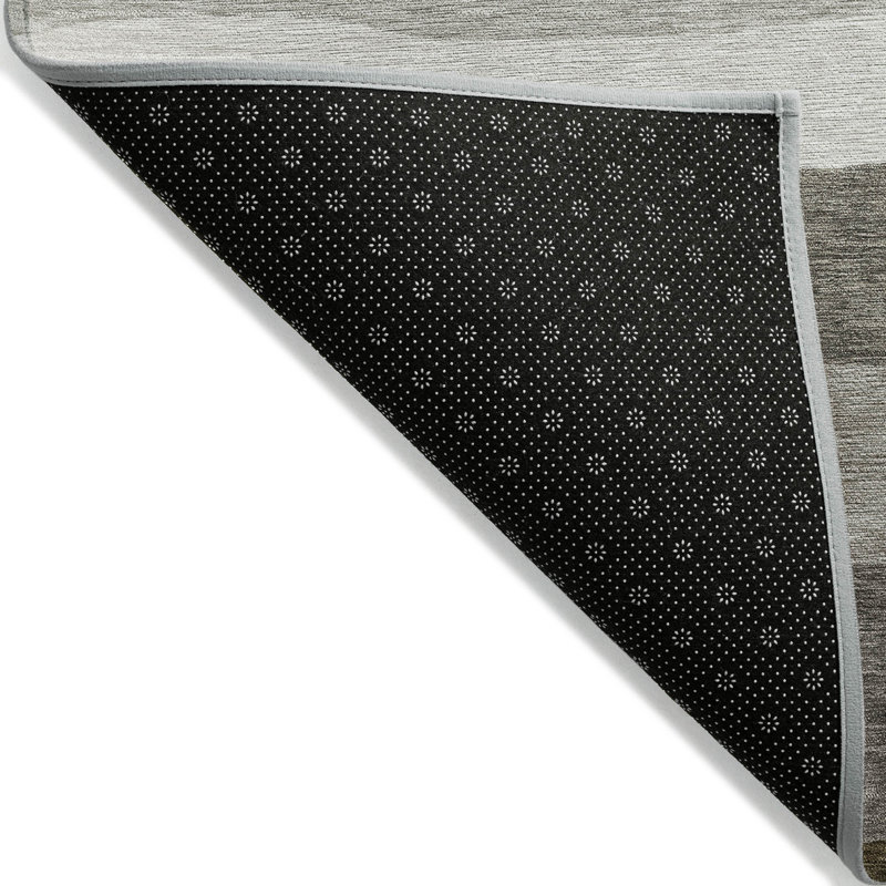 Machine Washable Indoor/Outdoor Xhevrie Pewter Rug, Rectangle 8' x 10'