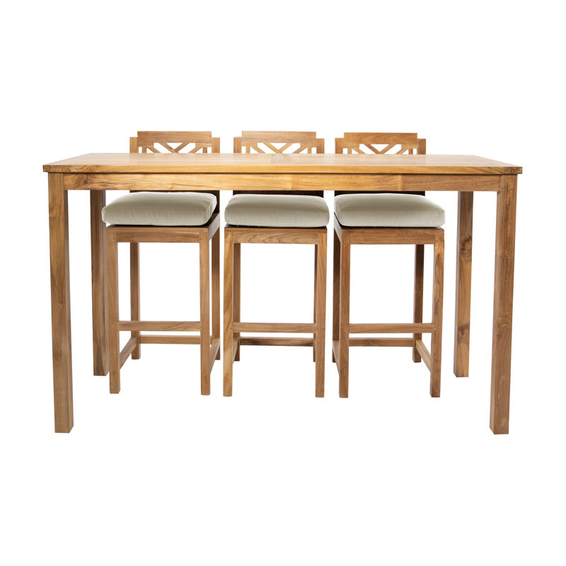 Monterey Solid Wood Dining Set, 7 Pieces: Table, 6 Chairs, Antique Beige