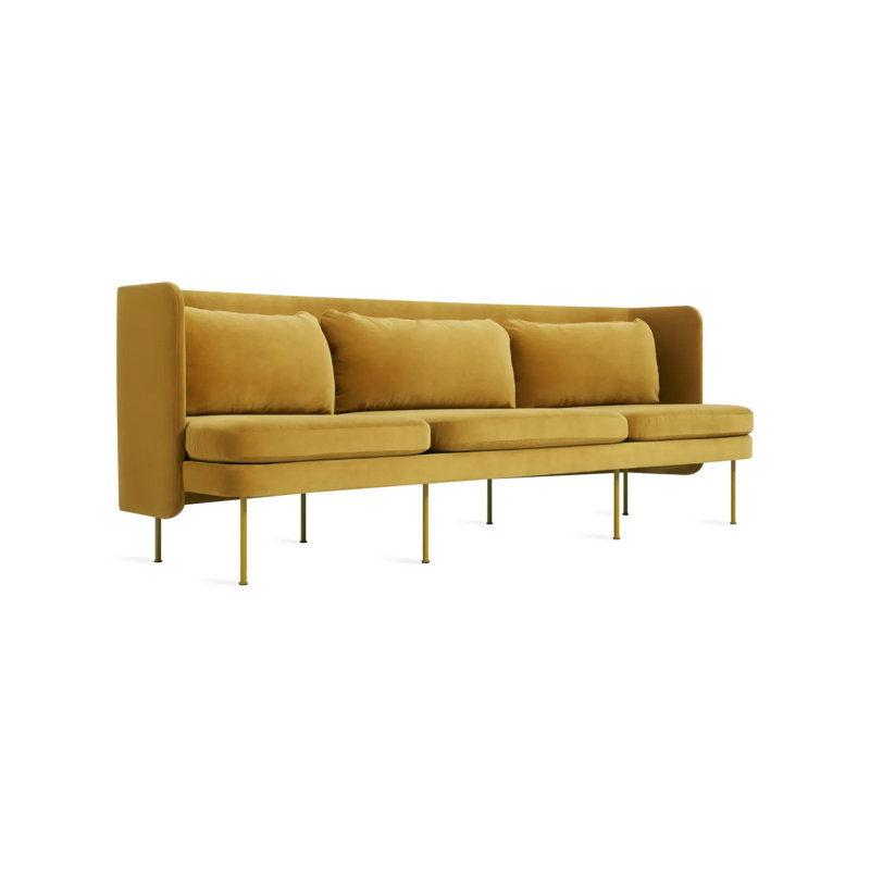 Bloke Upholstered Sofa, Ochre Velvet 100% Polyester, 34" H x 95" W x 32" D, Orche