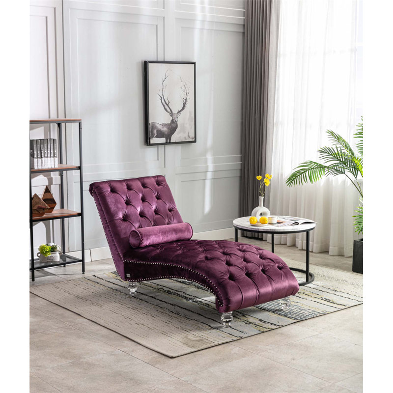 Chaise longue rembourrée Daria, Velours mauve