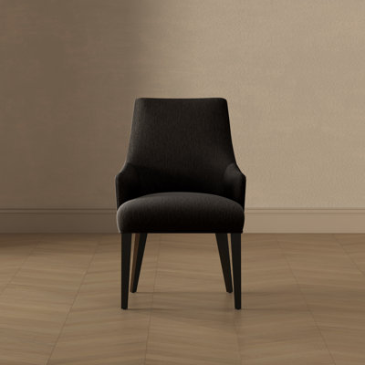 Beever Modern Chenille Upholstered Rubberwood Dining Armchair