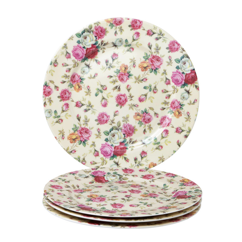 Ensemble de 4 assiettes à dessert Grace Tea Ware Rose Chintz