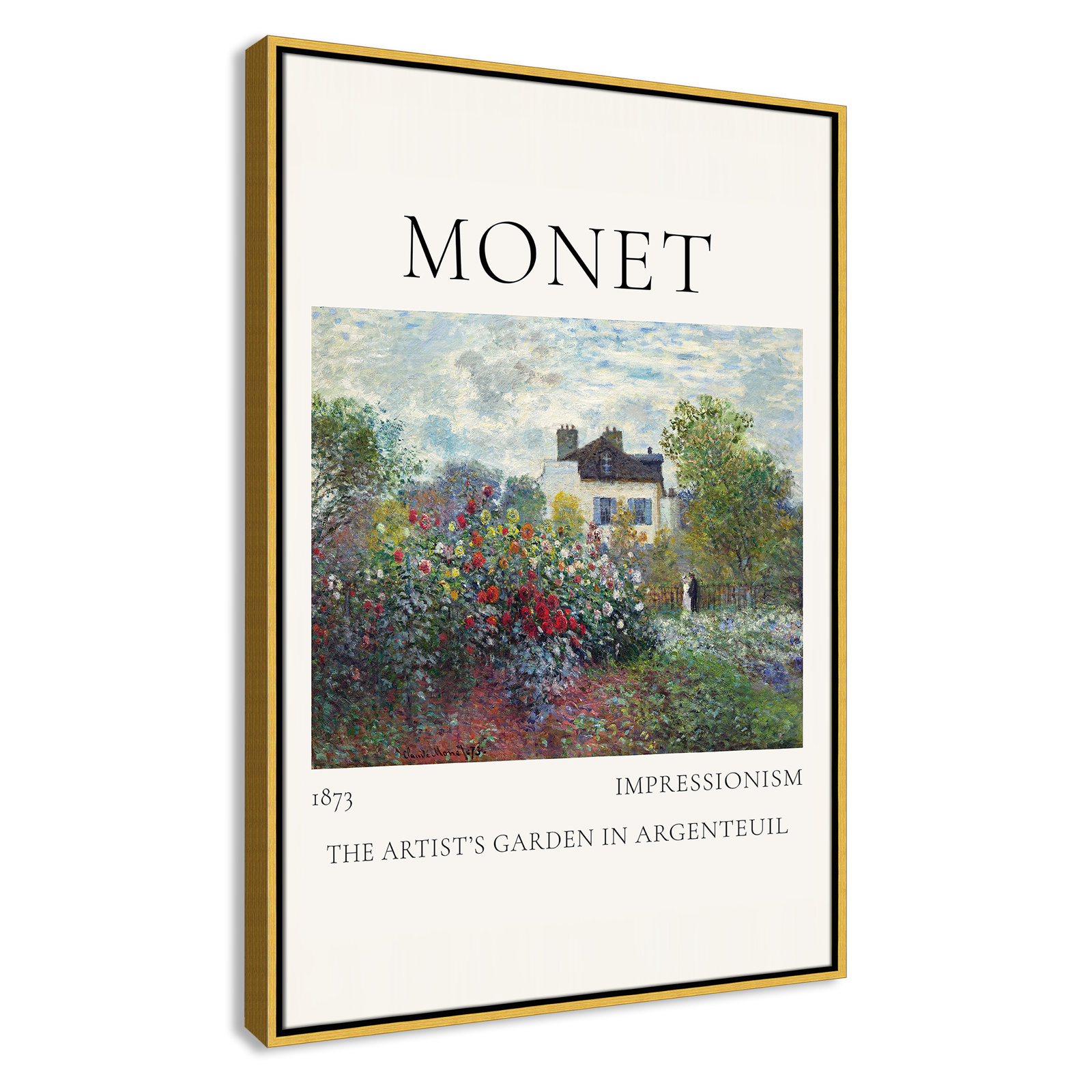 Rocchetto "Artists Garden in Argenteuil" Print, Gold Floater Frame, No, 37.5" H x 25.5" W x 2" D
