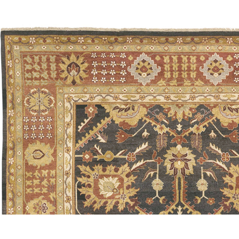 Wool Oriental Area Rug in Red/Beige/Dark Gray, Rectangle 4' x 6'