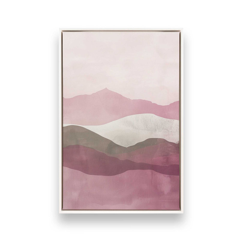 Ensemble de 3 brumines rose Fluorite, H 13 po x l 27 po, Cadre flottant blanc opaque