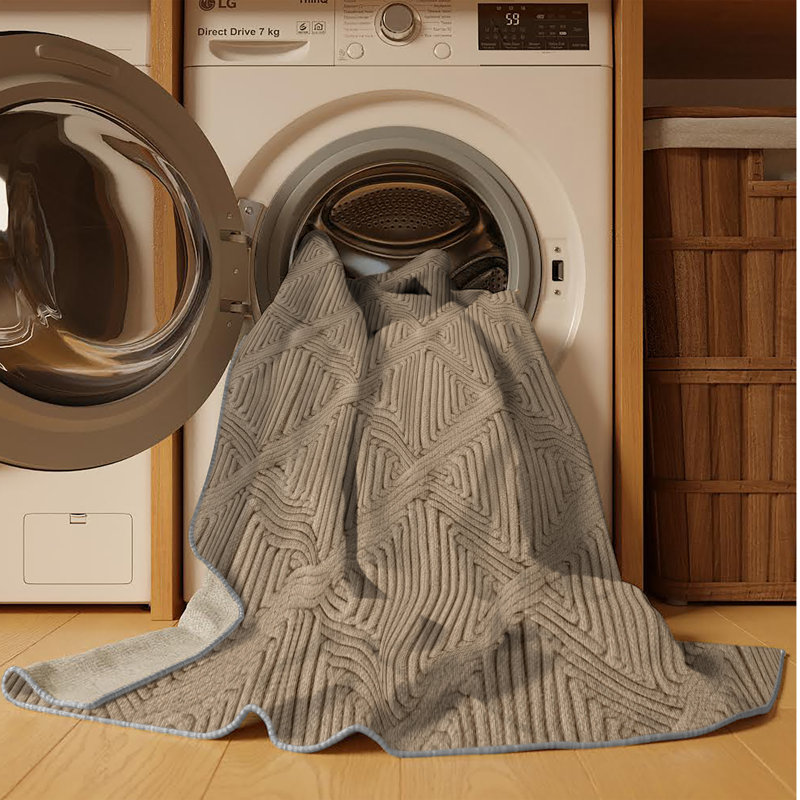 Tapis gris en treillis lavable à la machine, Carré 4 pi