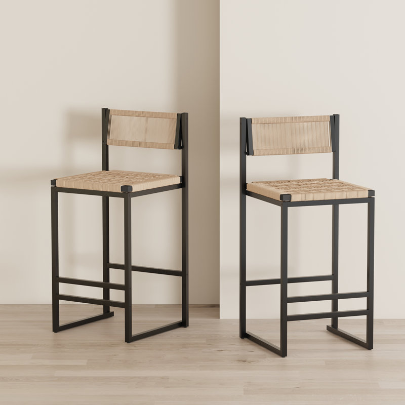 Ensemble de 2 tabourets de bar l 14,96 po x H 34,84 po - Structure en métal robuste - Pour îlot de cuisine / comptoir / salle à manger