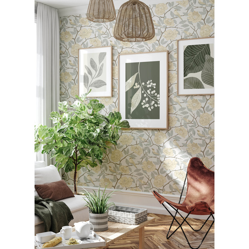 Papier peint Betsey Moss Rosebush, Neutre