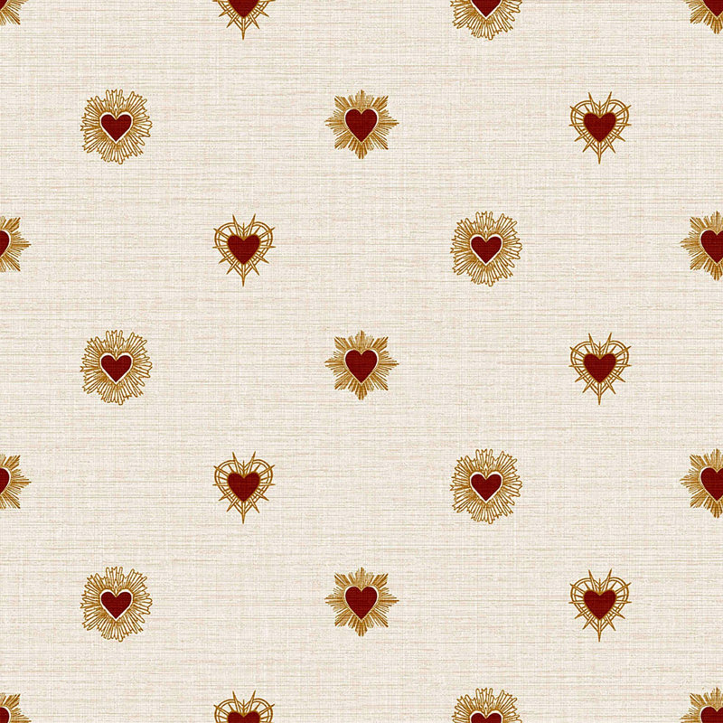 Sacred Hearts Ivory Red Wallpaper, Yellow