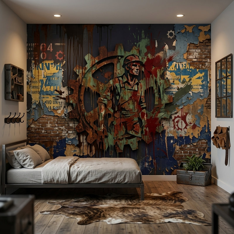 Brick Wall Wallpaper Posters Wall Mural, Non-Woven Nonpasted, 120"x96"