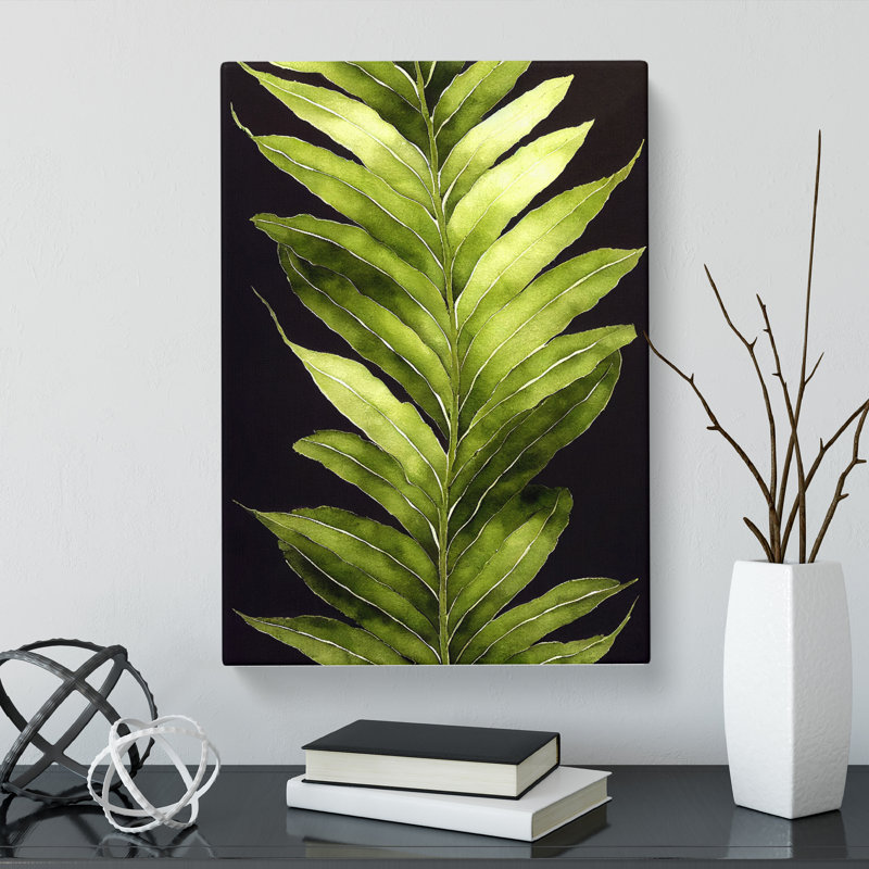 CAN-V0523-2705X Watercolour Fern Leaf Vol.2 - Wrapped Canvas Print, 50cm H x 35cm W x 3cm D