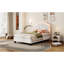 Lit plateforme simple avec tête de lit à motif de fleurs et tissu doux rembourré à effet DEL