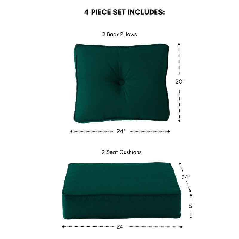 Sunbrella 4-Piece Deep Seat Cushion Set, Forest Green