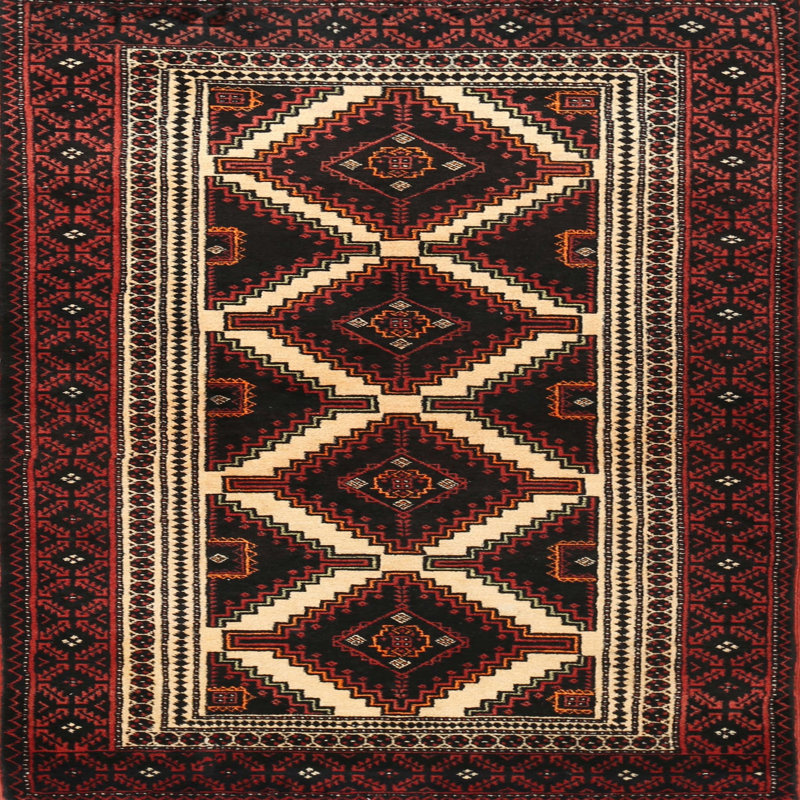 Tapis traditionnel rouge / beige Norrtälje, Rond 5 pi