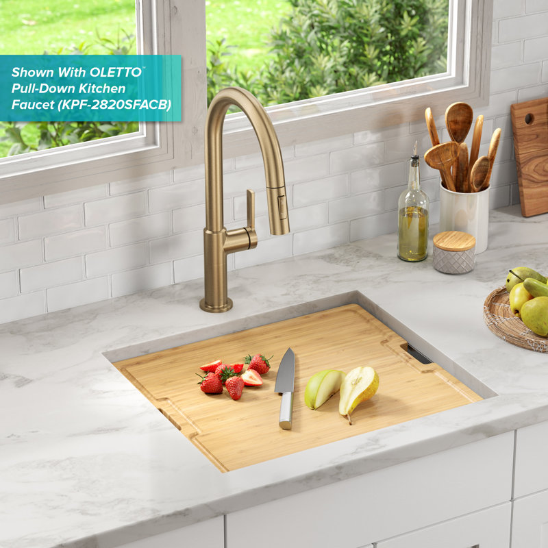 KRAUS Kore™ 21" L Undermount Workstation 16 Gauge Stainless Steel Single Bowl Kitchen Sink with Accessories