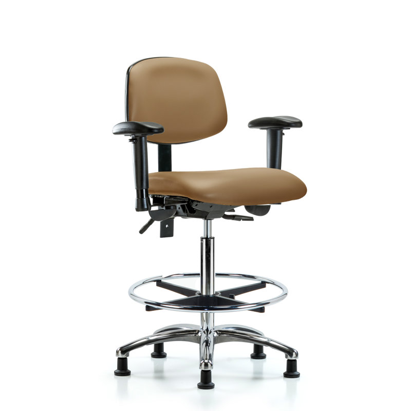Anna Vinyl Drafting Chair, Glides, Not Included, Taupe