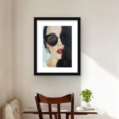 Lunettes de soleil tendance - Beige romantique, impression encadrée