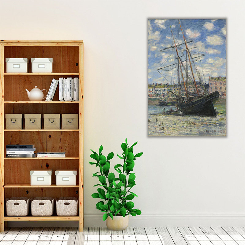 Bateau couché à marée basse, 1881 - reproduction d'art sur toile, H 36 po x l 24 po