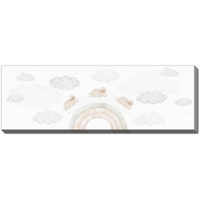 Mouton et arc-en-ciel, art mural sur toile