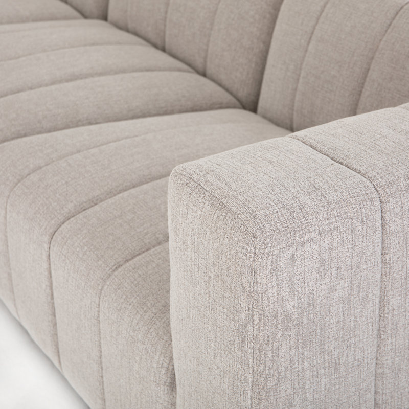 Langham Channeled 6 - Piece Sectional, 28" H x 157" W x 129" D, Neutral Sandstone Polyester, Reversible