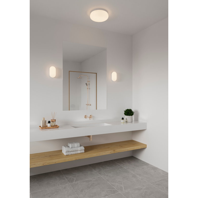Plastic Flush Mounted Sconce, White