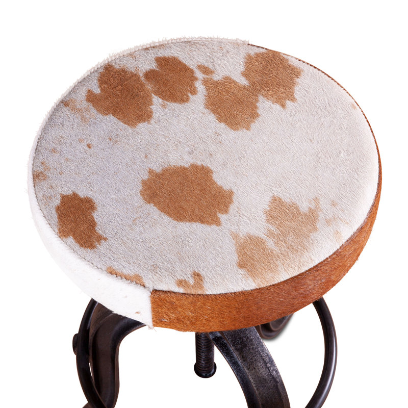 Tabouret de bar à hauteur ajustable Hamish, Cuir de vache