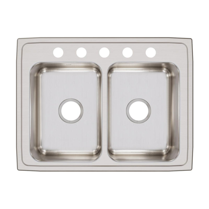 Lustertone 29" L x 22" W Double Basin Drop-In Kitchen Sink, 5 hole
