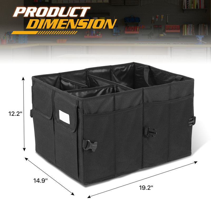 60L Large Capacity Trunk Organizer for Car Foldable Multi-Compartment Storage with Waterproof Oxford Fabric