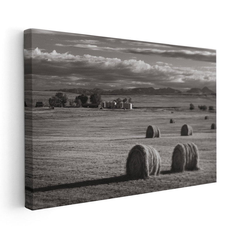 Montana Hay Bales - reproduction d'art sur toile, H 24 po x l 36 po
