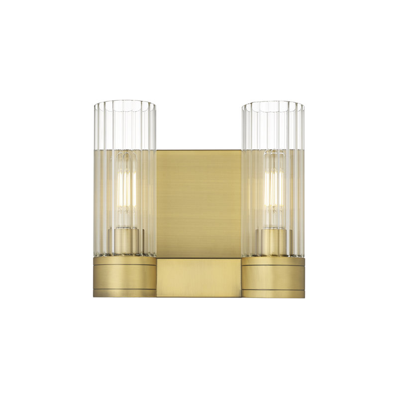 Applique murale 11 po 2 lumières Empire, Laiton brossé, Transparent, H 9,5 po x l 10,5 po x P 5,5 po