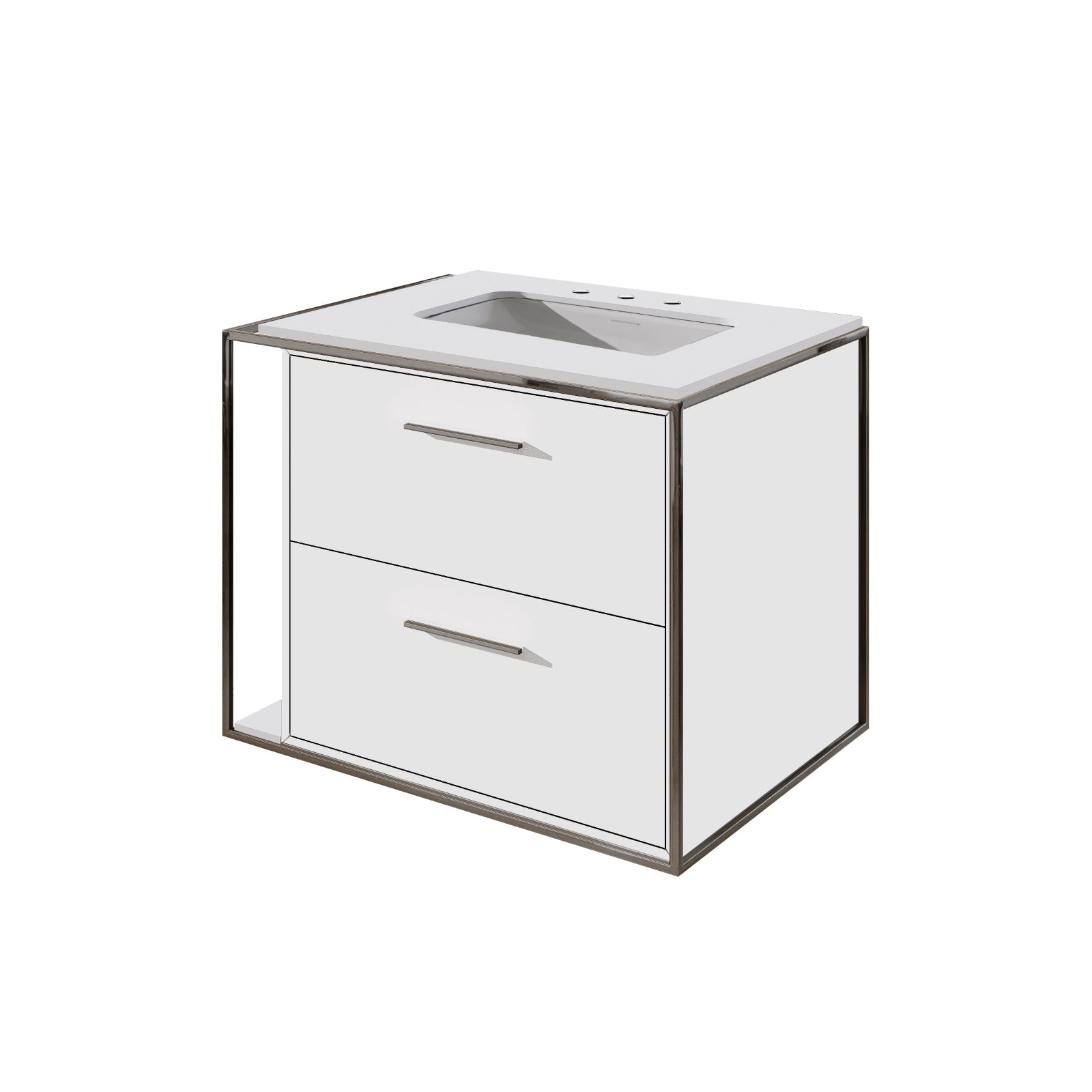 Linea 24" Single Vanity , Ash Gray, Polished Stainless Steel, 8" Widespread