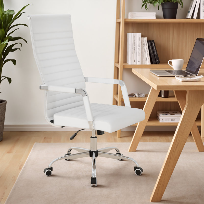 High Back PU Leather Conference Chair, White