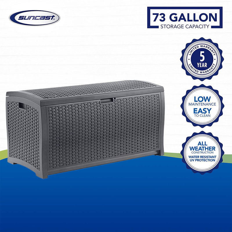 Suncast 21.5'' W 73 Gallons Water Resistant Plastic Lockable Deck Box in Black