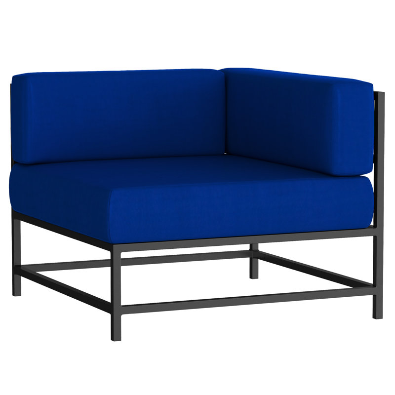 Chaise de patio avec coussins Sunbrella Delano, Bleu pacifique, Gris Tex