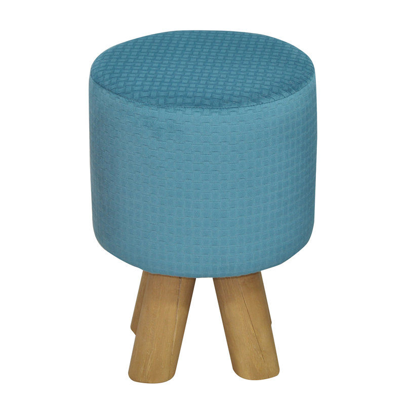 Kivi Solid Wood Accent Stool, Blue