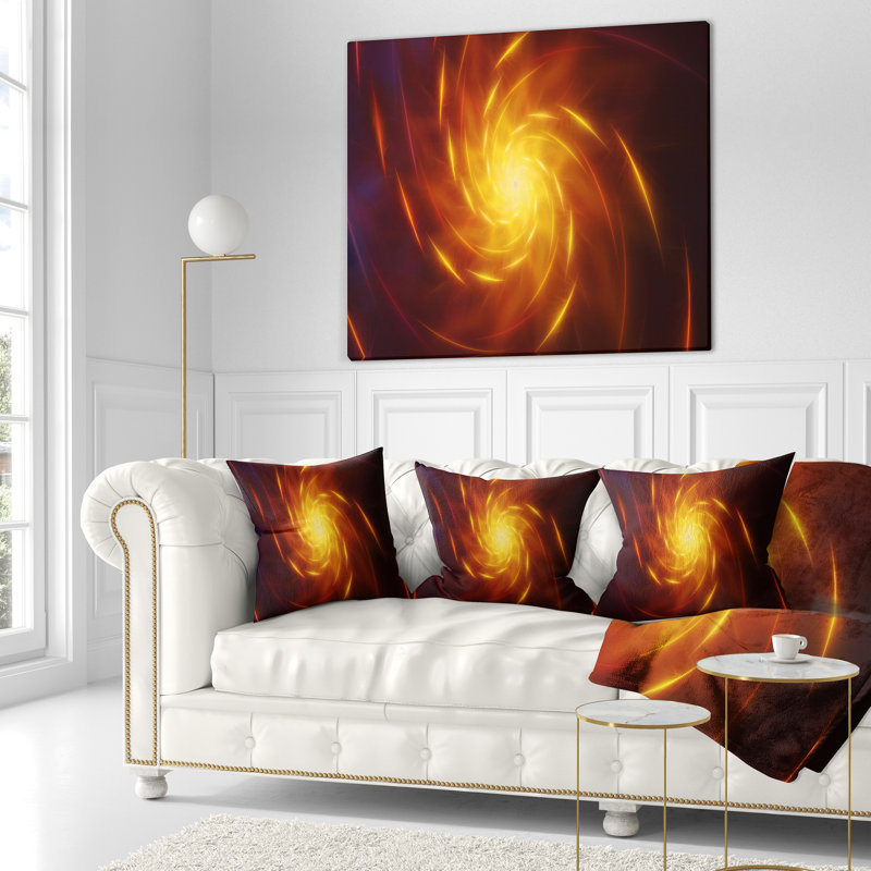 Coussin Whiller Fractal Spirals - Abstract, 16 po x 1 po, Jaune, Coussin décoratif