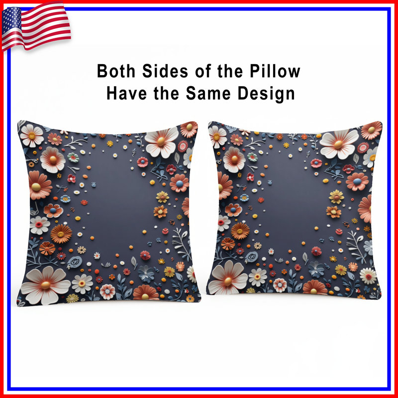 Coussin Floral, 14 X 14 pouces