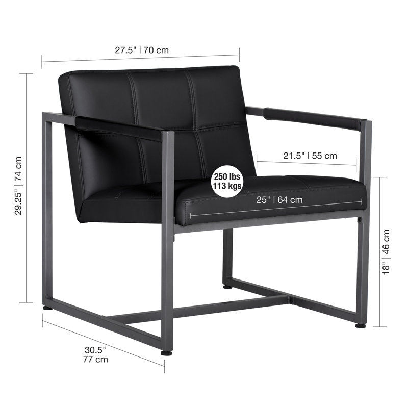 Holbeach Faux Leather Armchair, Black Faux Leather