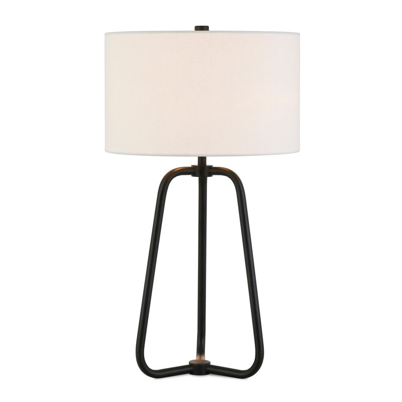 Gio 25.5" Tall Table Lamp with Fabric Shade in Blackened Bronze/White, Blackened Bronze