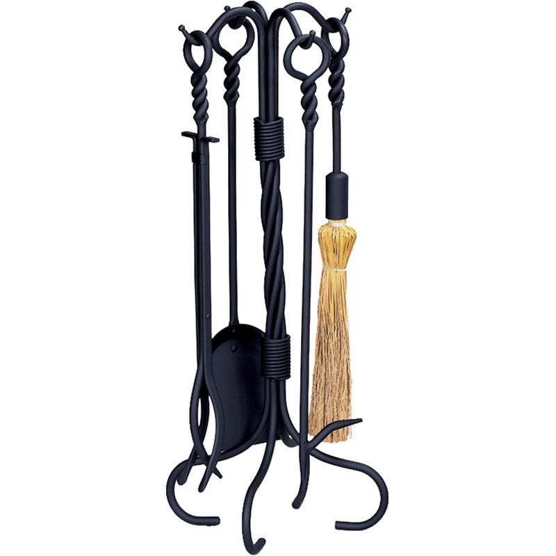 Ensemble d'outils de cheminée en fer 5 pièces Ussery, Bronze