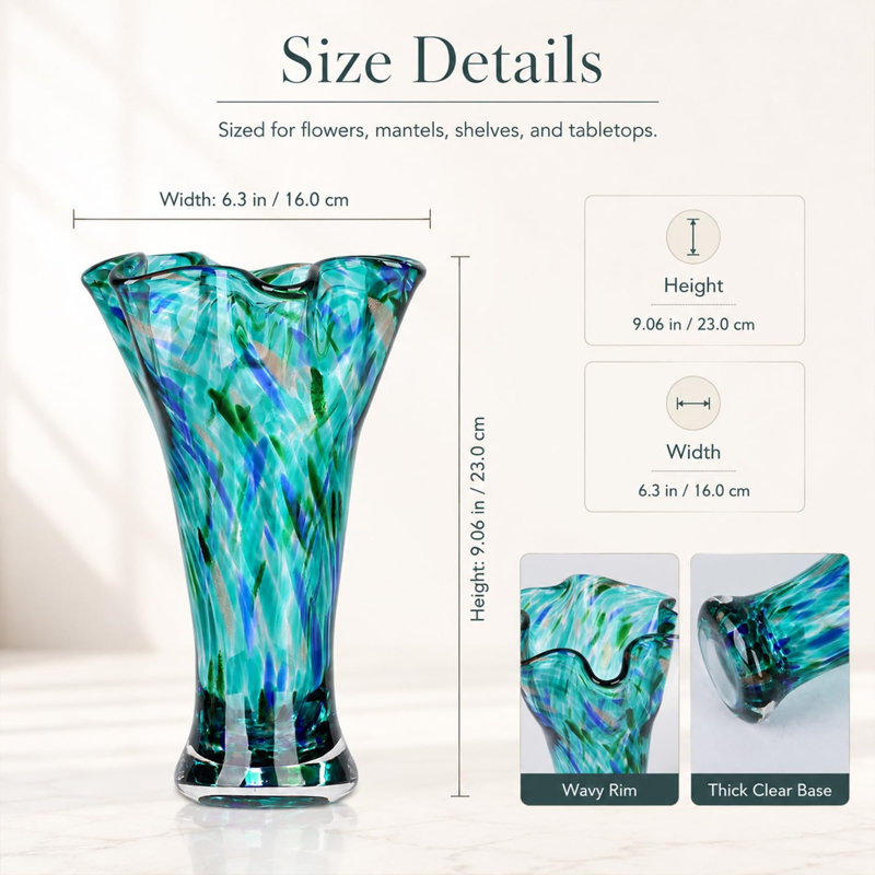 Glass Table Vase, Teal
