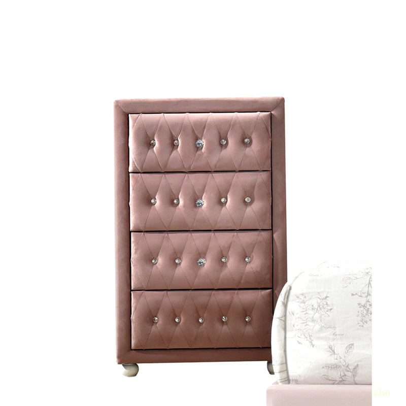 Commode rose en tissu