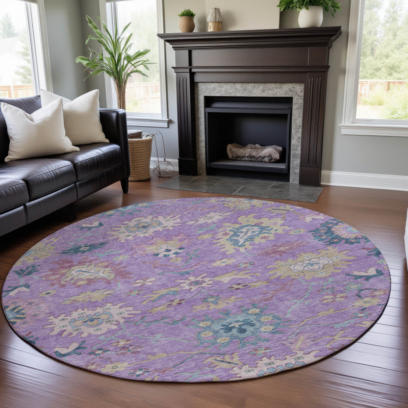 Tapis Gurubaksh AMF1154 de qualité supérieure lavable à la machine, Rond 8 pi