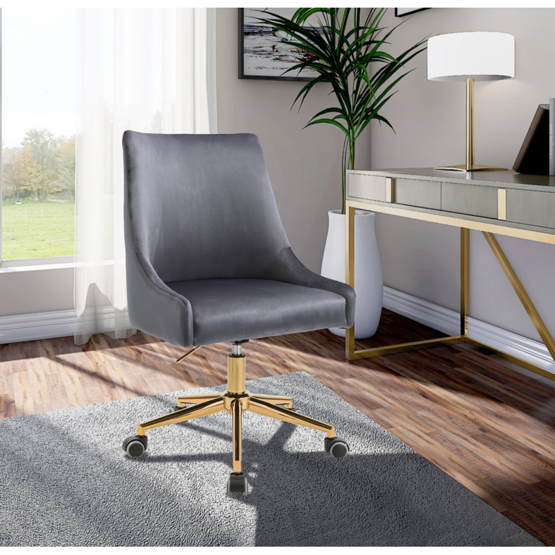 Karina Ellenberger Office Chair, Black Velvet, Gold